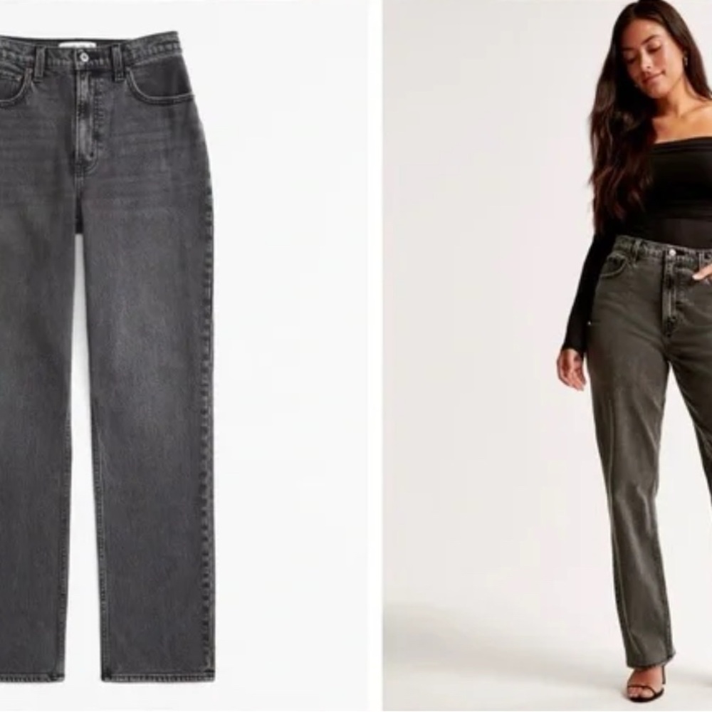 Abercrombie & Fitch Women's Charcoal Straight Leg Jeans